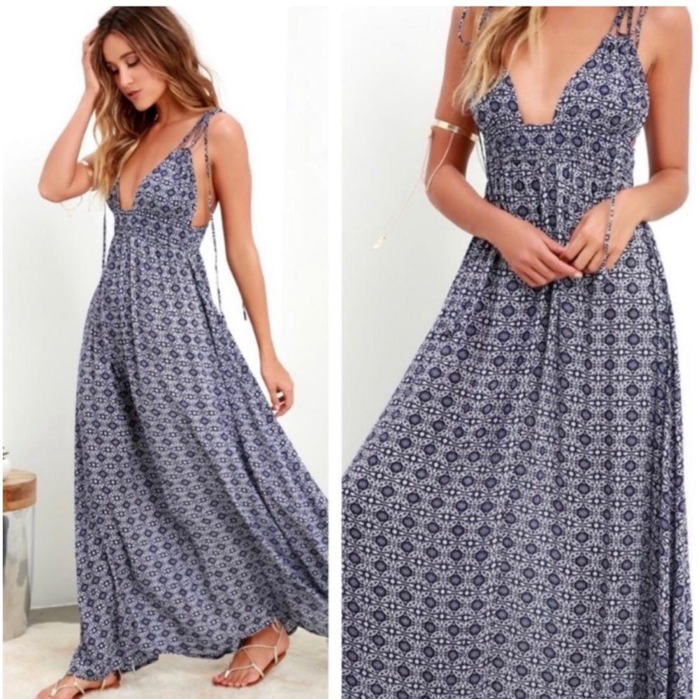 Lulu's Field Day Maxi Dress Womens M
